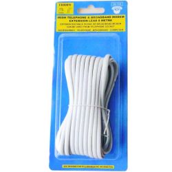 Silver 8 Metre Irish Telephone and Broadband Extension Lead (TR808W)