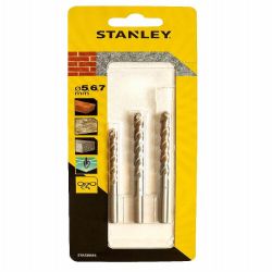 Stanley  3 Piece Masonry Precision Drill Bits Set (5,6,7Mm)