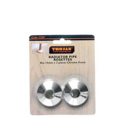 Trojan 15mm Plastic Woodgrain Rosettes  - (Prepacked 2) Chrome