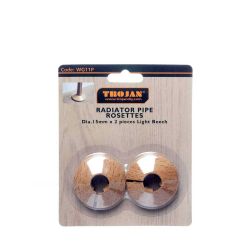 Trojan 15mm Plastic Woodgrain Rosettes  - (Prepacked 2) Light Beech