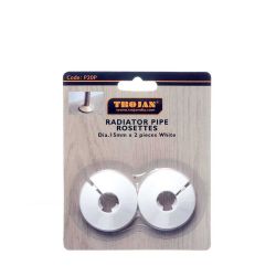 Trojan 15mm Plastic Woodgrain Rosettes  - (Prepacked 2) White
