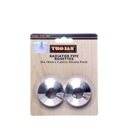 Trojan 18mm Plastic Woodgrain Rosettes  - (Prepacked 2) Chrome
