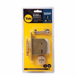 Yale 3 Lever Internal Deadlock 2.5" Brass