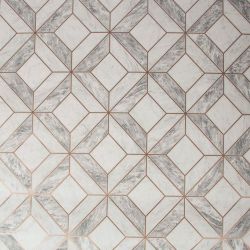 Contour Marble Marquetry Grey Wallpaper