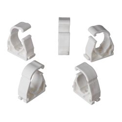 3/4" White Hinged Pipe Clips (5 Pack)