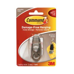 Command Forever Classic Brushed Nickel Small Metal Hook