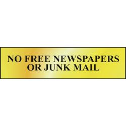 No Free News or Junk Mail Sign - Gold