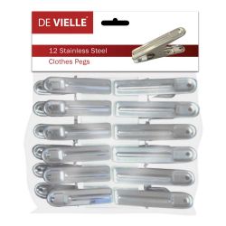 De Vielle Stainless Steel Clothes Pegs (Pack 12)