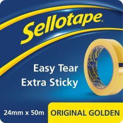 Sellotape Original Golden Sticky Tape - 1 Roll 24mm x 50m