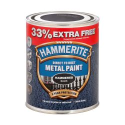 Hammerite Hammered Black 750ml +33% Free