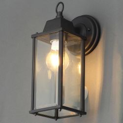 Ceres 1 light Bevelled Glass Lantern Black