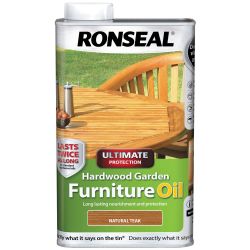 Ronseal 1L Ultimate Protection Hardwood Garden Furniture Oil Natural Teak