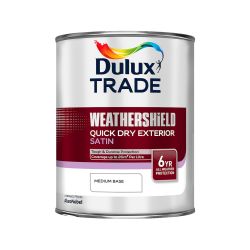 Dulux Trade Weathershield Quick Dry Exterior Satinwood Medium Base 1L