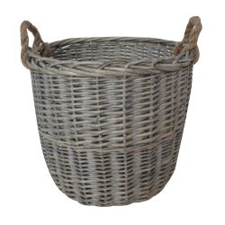 Grey wicker basket medium