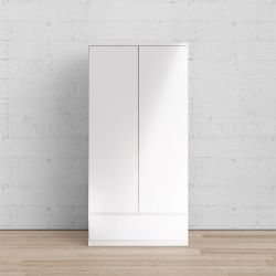 Naia 2 Door 1 Drawer White High Gloss Wardrobe