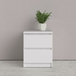 Naia 2 Drawer White High Gloss Bedside Locker