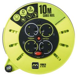 Masterplug 4 Socket 10m Cassette Reel