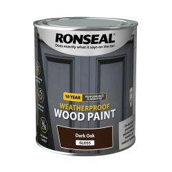 Ronseal 10 Year Weatherproof Paint Dark Oak Gloss 750Ml