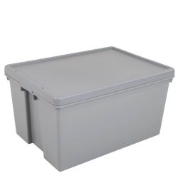 Wham 62 Litre Heavy Duty Plastic Storage Box with Lid - Grey