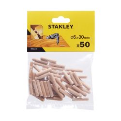 Stanley 6X30Mm Round Wooden Dowels Set Of 50
