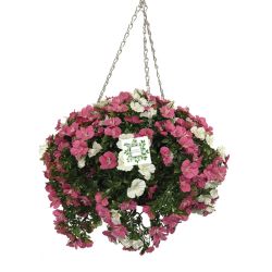 Nearly Natural Flower Hanging Basket White & Pink 30cm