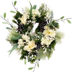 Deluxe Natural Berry Wreath With Flowers 60cm