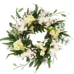 Deluxe White Poinsettia Wreath 66cm