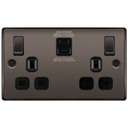 BG Nexus Polished Chrome 13A Double Socket with USB A + C