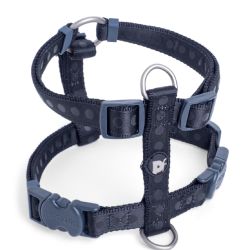 Black Tonal Dots Dog Harness Large