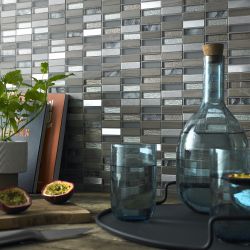 Heydon Beige Glass/ Stone/Metal Mix Mosaic