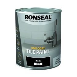 Ronseal One Coat Tile Paint Black Satin 750Ml