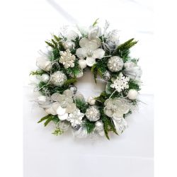 Silver & White Capiz Wreath 54Cm
