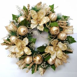 Cream & Gold Wreath 54Cm