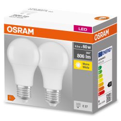 Osram LED Base A60 Fr 8.5 W/2700K E27 2Pack