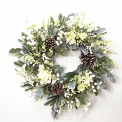 Snowberry Pinecone Frosted Wreath 71cm