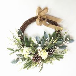 Snowberry Pinecone Frosted Twig Wreath 71cm