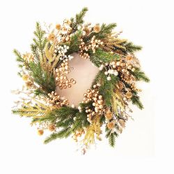 Natural Gold Berry Wreath 66cm