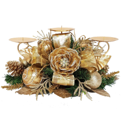 Gold 3 Way Candleholder With Rose