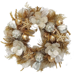 Gold And Silver Wreath With Beaded Baubles