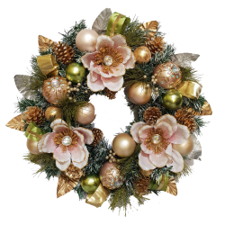 Pink And Gold Wreath With Magnolia
