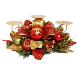 Red 3 Way Candleholder With Baubles