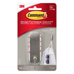 3M Command Medium Brushed Nickel Hook