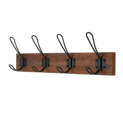 4 Black Wire Hooks on Antique Board