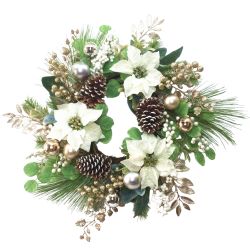 Christmas Flower Wreath White 60cm