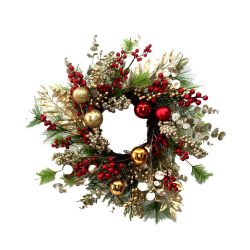 Red Berry and Gold Bauble Wreath 55cm
