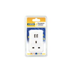 Status European Travel Adaptor White 2 x USB
