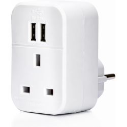 Status European Travel Adaptor White 2 x USB