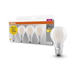 Osram Gls 60W Frosted Fillament E27 Warm White 3 Pack
