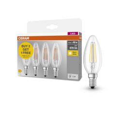 Osram Candle 40W Clear Fillament E14 Warm White 3 Pack