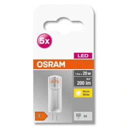 Osram Pin 20W Clear G4 Warm White 5 Pack
